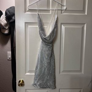 Silver dress Fashion Nova worn once size XS